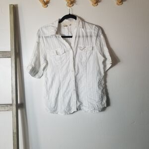 MUDD WOMEN'S BUTTON DOWN WHITE SHIRT SIZE XL